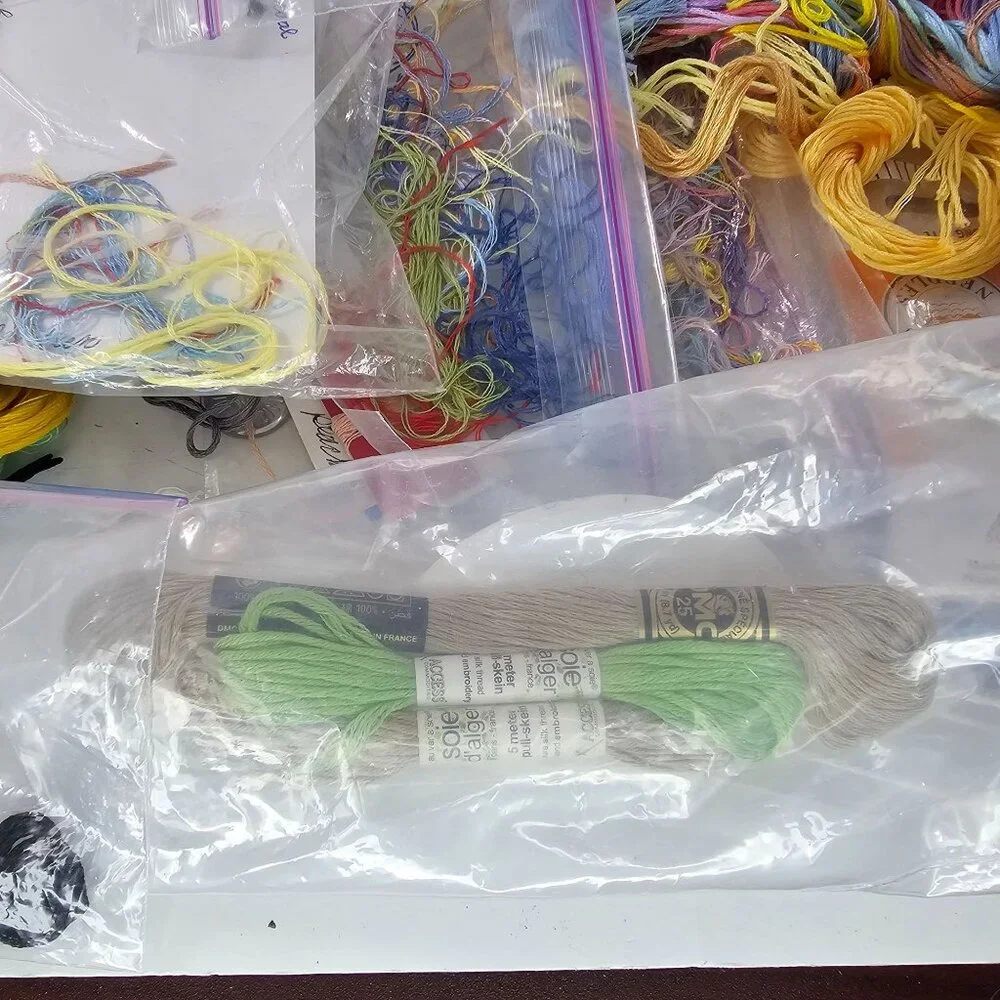 Large Assorted Lot Of Embroidery Floss & Threads Includes DMC Bucilla & More